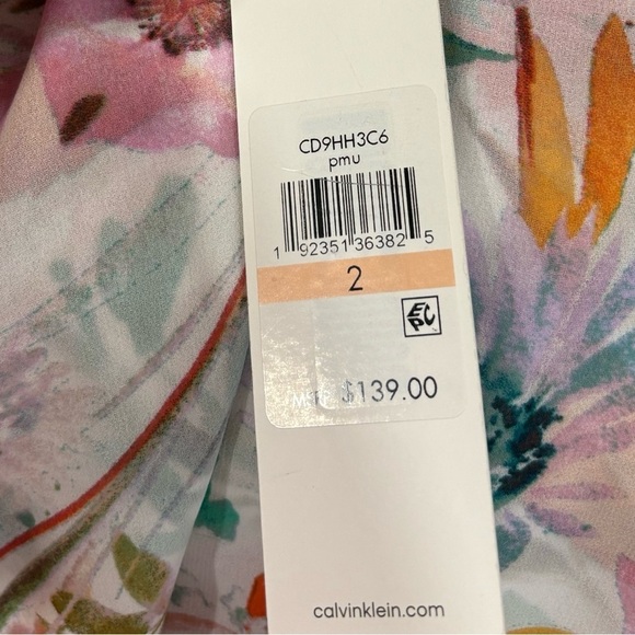 NWT Calvin Klein Floral Surplice Midi Dress Women's Size 2 - Picture 3 of 7